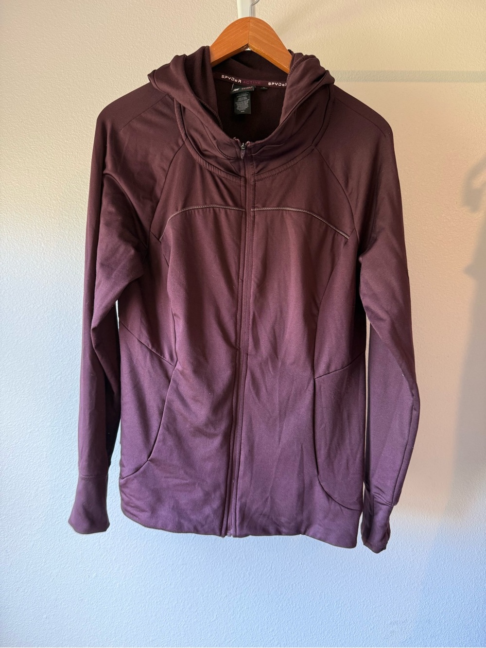 Spyder women’s Plum Full-Zip Hooded sweatshirt.
